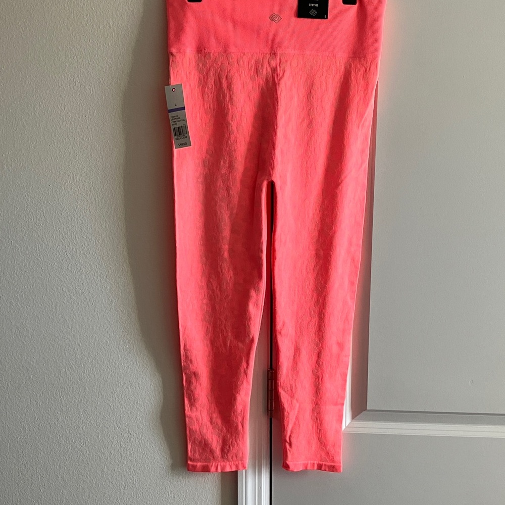 Vibrant Leopard Coral/Tan Kids Leggings - Picture 2 of 8